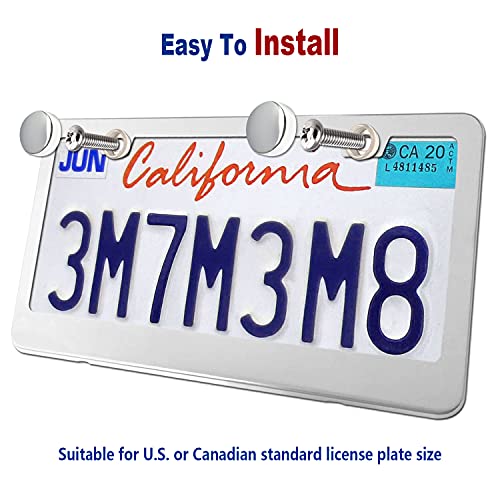 Bgmvfk Stainless Steel License Plate Frames- Rustproof Mirror Polish Heavy Duty Metal Car Tag Cover, 2 Pack Chrome Holders With Front & Rear Mount Hardware Kit- Screws Caps, Rattle Proof Pads #TOP4