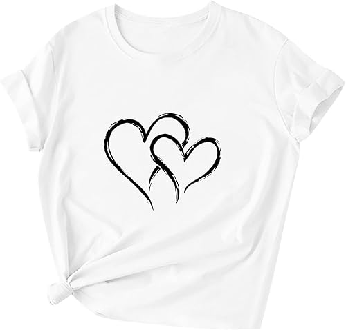 Miniatura 4 de Camisetas de vacaciones para mujer, camisetas de manga corta para el día de San Valentín, camisetas casuales de verano con cuello redondo, lindas