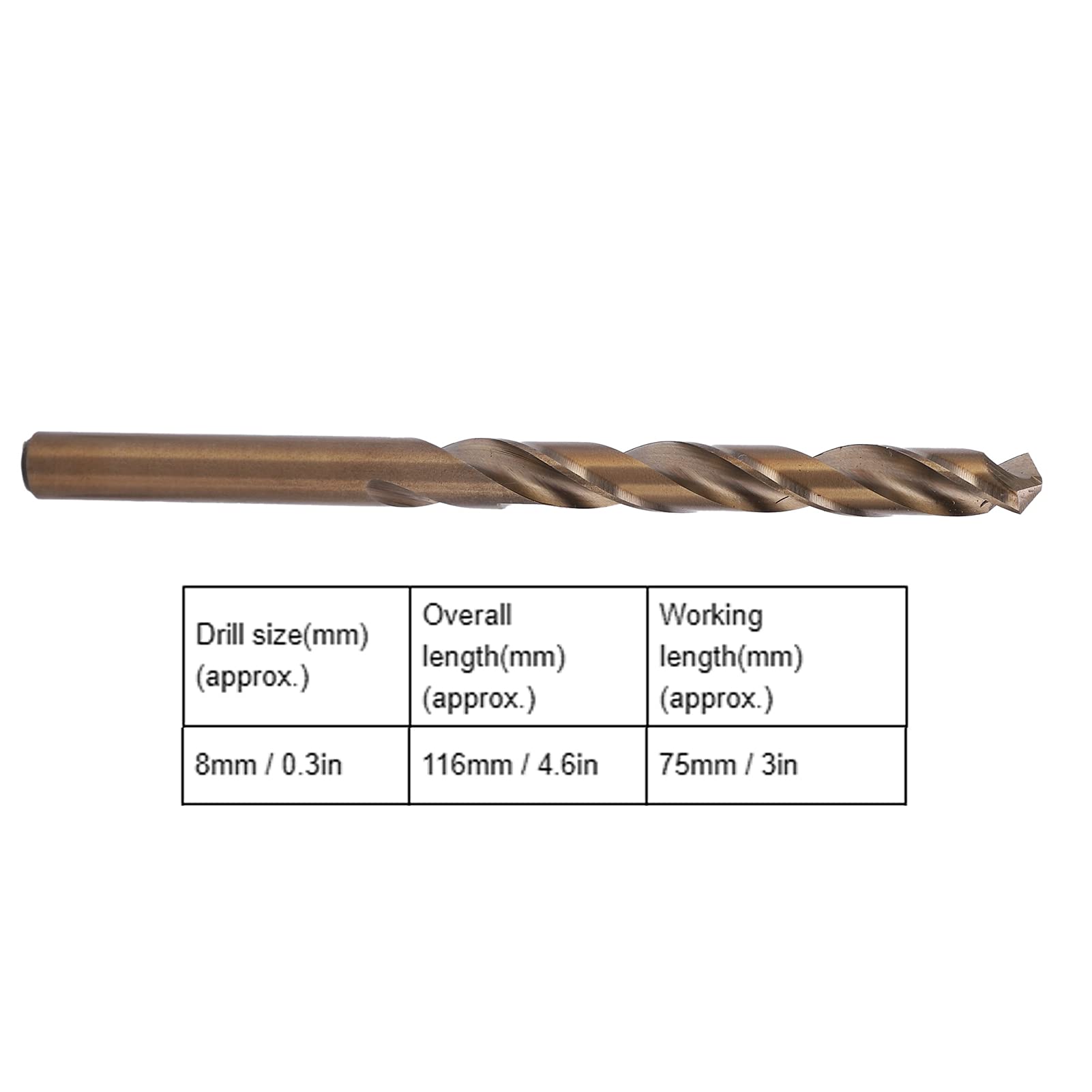 Set di punte da trapano elicoidali HSS da 10 pezzi Premium con codolo dritto rivestito Utensili di perforazione professionali in metallo legno plastica per officina per tra (8,0 mm)