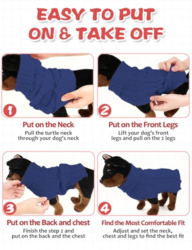 Image of Dog Sweaters for Small Medium Large Dogs Cats, Soft Warm Turtleneck Pullover Solid Cable Knit Fleece Stretch Pet Clothes,Classic Fuzzy Coat for Puppy Girl Boys for Fall Winter Cold Weather