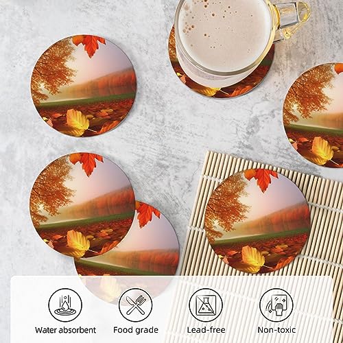 Dessous de verre d'automne en céramique absorbante avec support