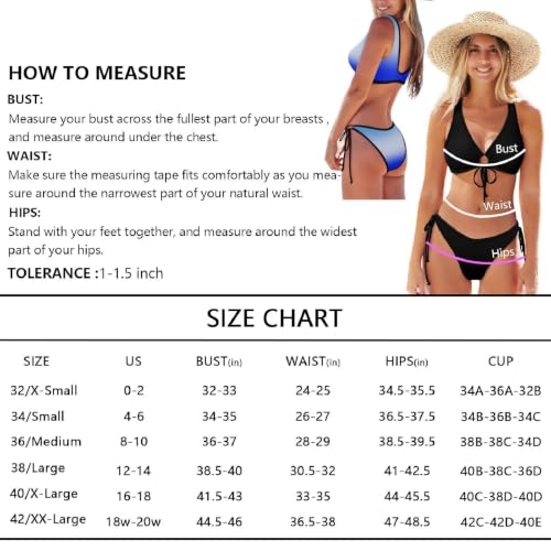 Bikini de hilo triangular que evita marcas de sol, trajes de baño azules 6