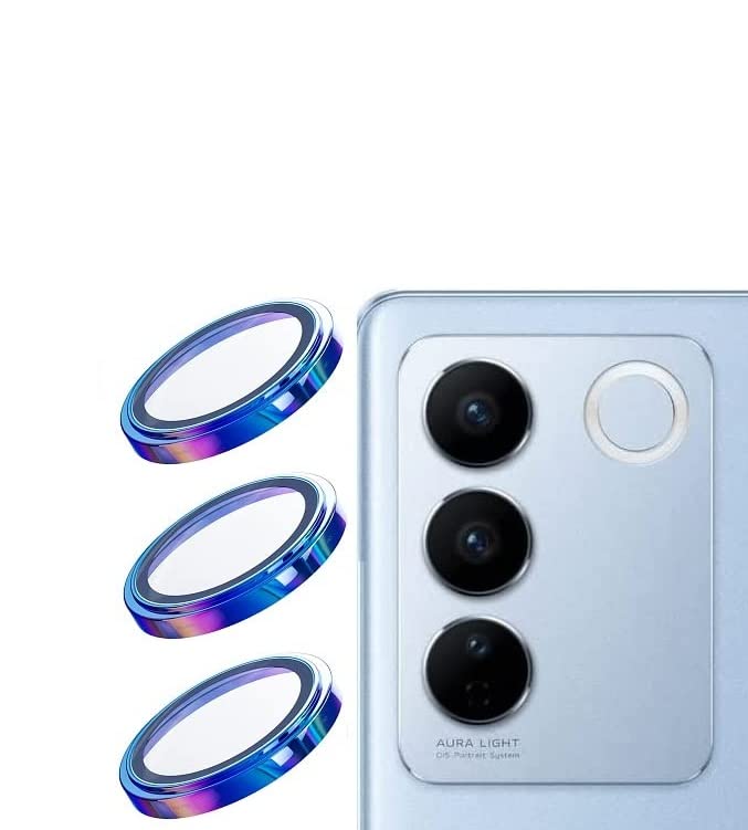 Voski Camera Lens Protector for Vivo V27 Full Coverage Metal Ring For Vivo V27-Rainbow