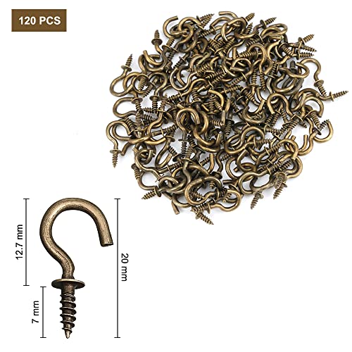 120 Stücke Schraubhaken Klein,Hakenschrauben 1/2 Zoll ,Kleine Haken zum Schrauben, Schraubenhaken,Haken zum Schrauben Klein,Einschraubhaken für Holz, zum Aufhängen von Pflanzen,Kunstdekorationen