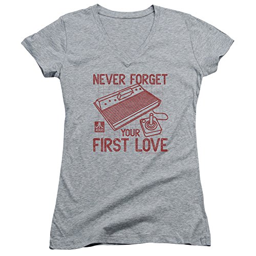 Image of Atari - Juniors First Love V-Neck T-Shirt, Small, Athletic Heather