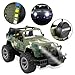 Liberty Imports Army Military Wrangler Friction Powered 1:16 Scale Model Off Road Vehicle w/Car Button Light & Sound, Push & Go Toy Rescue Battle Truck Toy