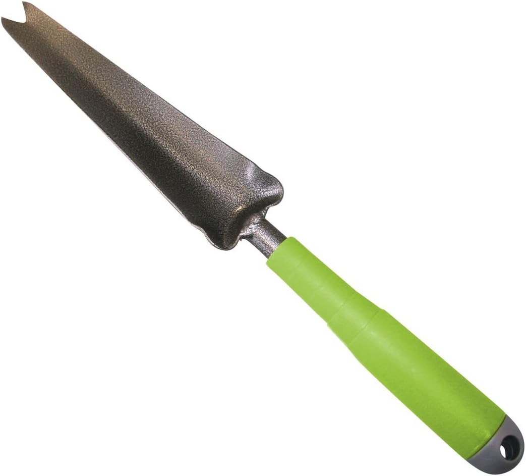 Weed Remover in Black, Powder-Coated Weed Puller with Silver Hammer, Holding Iron with Shape-Corrective Handle, Milking Cutter with Narrow Leaf Dandelion Tooth