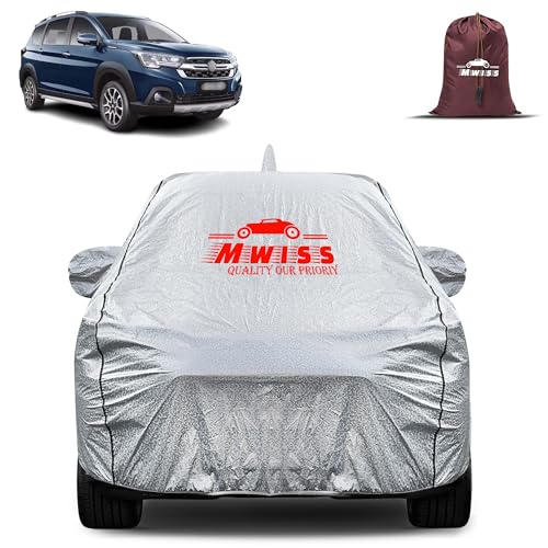 Image of Waterproof Car Body Cover for Maruti Suzuki Nexa XL6 | Mirror & Antenna Pocket Anti-Scratch with Soft Cotton Inner Lining Triple Stitched Protection| Heat Resistant | Rain Protection (Silver)