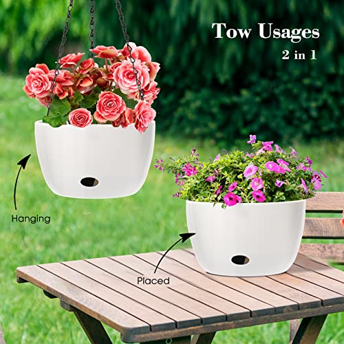 Sarosora 8'' Self Watering Hanging Basket Planter For Outdoor Indoor Plants Flowers Herbs Planters(2-Pack, 8'') #TOP6