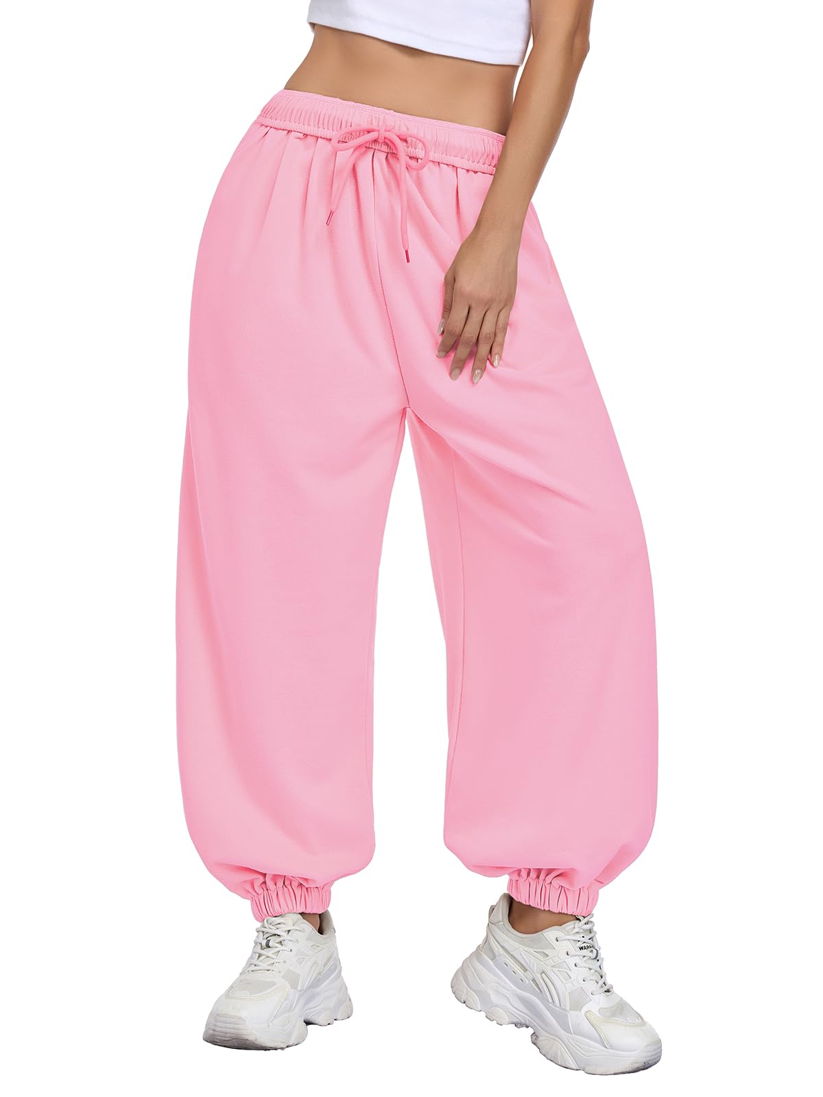 Womens Balloon Sweatpants with Pocket Harem Pant Barrel Baggy Jogger