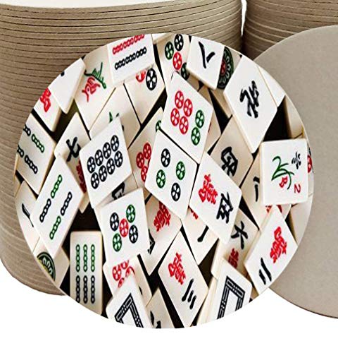 MahJong Tiles Mah Jong Tiles 3.5 inch Round Thick Pulp Coaster 18 PACK