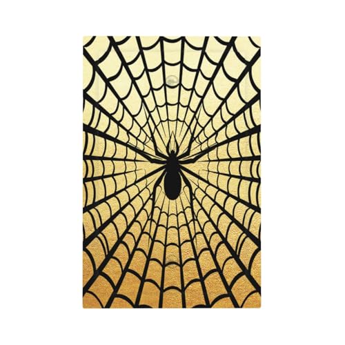 Decorative Switch Plate Covers Black Spider Spiderweb on Golden Background 1 Gang No Device Single Blank Outlet Covers Wall Plate Light Switch Cover Plate for Bedroom Home Decor