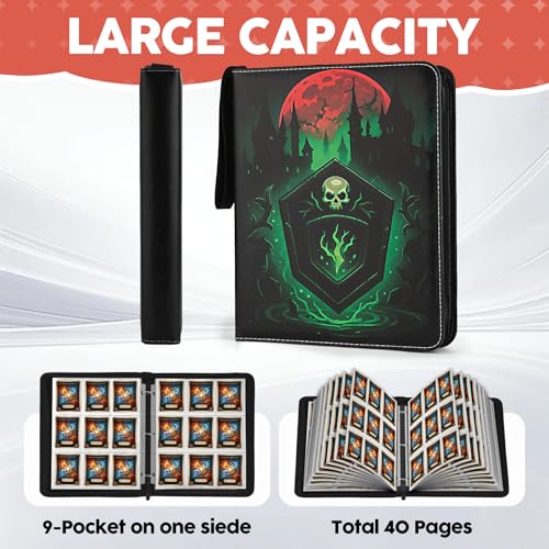 Image of 9 Pocket Card Binder for MTG /YGO /PTCG /Game Cards,Holds 720 Cards,Premium Card Collector Book for TCG Players,Toys Gifts for Kids-Green