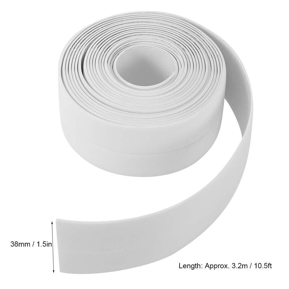 2 szt. Odporna na pleśń taśma uszczelniająca z PCV do kuchni i łazienki, 38 mm x 3,2 m, biała