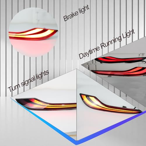 Image of LED Rear Bumper Reflector Lights Compatible with Chevy Malibu RS 2019-2024 Tail Brake Fog Lamp DRL Turn Signal (Smoked)
