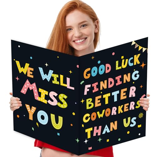 Image of We Will Miss You Card with Envelope, Jumbo Going Away Card,Large Farewell Cards for Coworkers, Big Farewell Card, Giant Miss You Card, Going Away Party Decorations, Goodbye Party Decorations (14x22iinch)