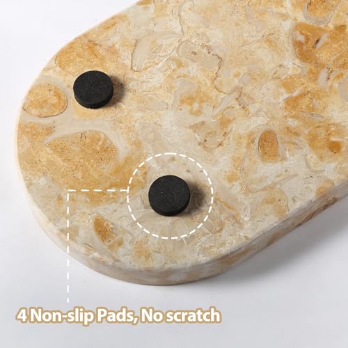 Image of Koville Egypt Natural Marble Tray, 12 inchx6 inch Vanity Decorative Tray for Countertop Organizer, Catchall Tray for Perfume, Candles, Jewelry Dish