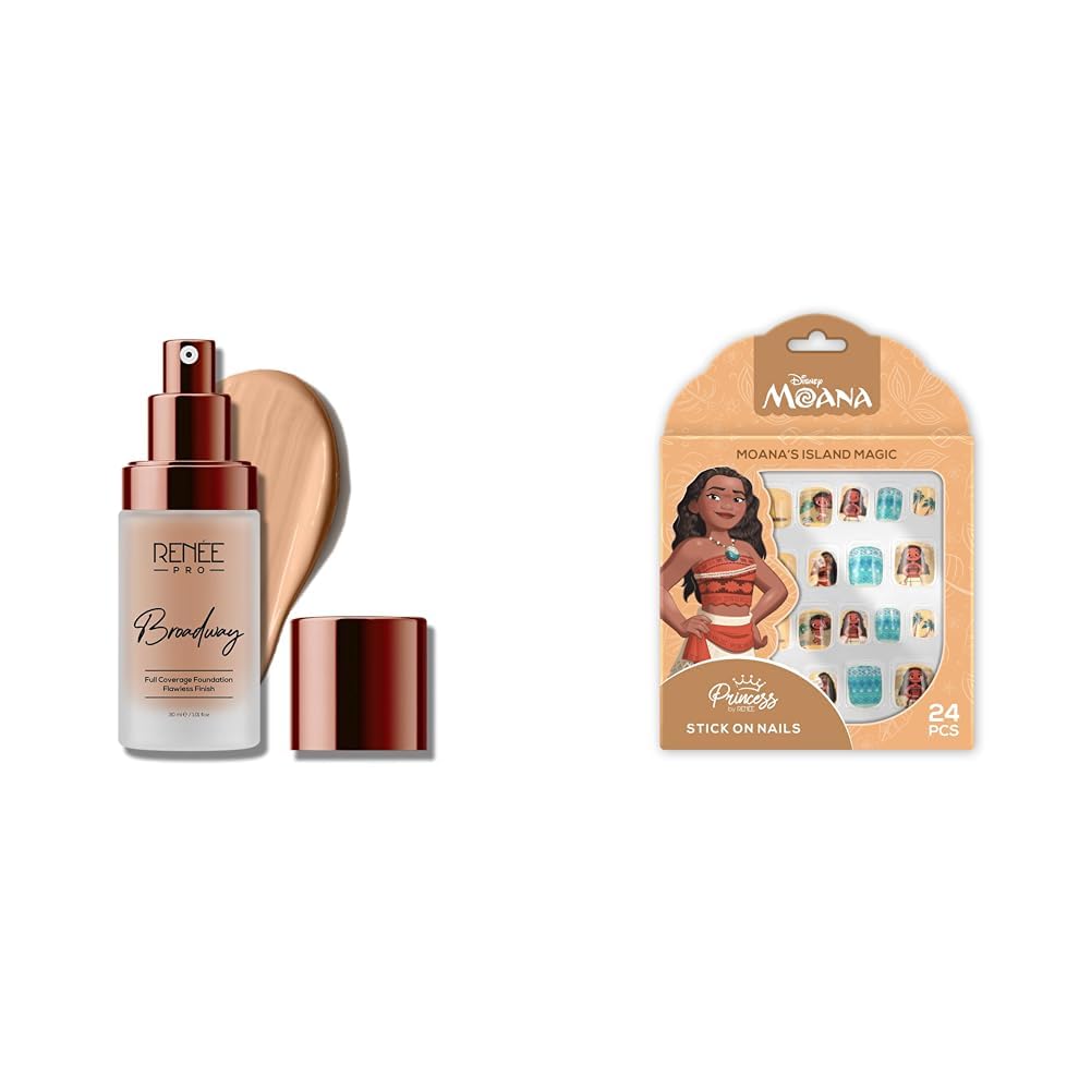 RENEE Pro Broadway Liquid Foundation 05 Tranquil Infused with SPF 15 & Argan Oil for Nourishment l 30 mlPrincess by Disney Moana’s Island Magic Reusable Stick With 1 Prep-pad & 1 Manicure Stick | 24N-image-11
