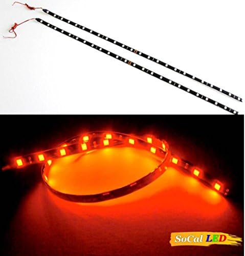 SOCAL-LED 2X 60cm 24" Red Flexible LED Strips High Power Bright 5050 12 SMD Car DRL Under Dash Accent Light, Waterproof, Cuttable