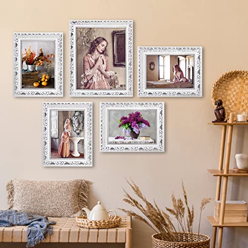 Xuanluo 5X7 2Pcs Picture Frame Elegant Wood Grain Color Photo Frame With Tempered Glass Antique Frame For Desk Standing Wall Hanging Family Wedding Gifts #TOP6