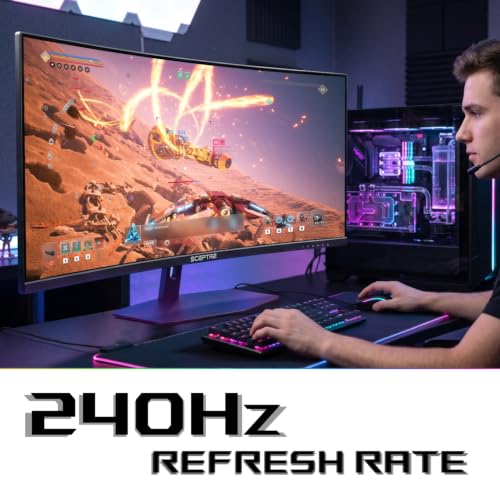 Image of New! Sceptre Curved 34-inch Prime Gaming Monitor 3440 x 1440 up to 240Hz 1500R 1ms 100% sRGB DisplayPort x2 HDMI x2 Build-in Speakers, Machine Black 2027 (C345B-QU240T Series)