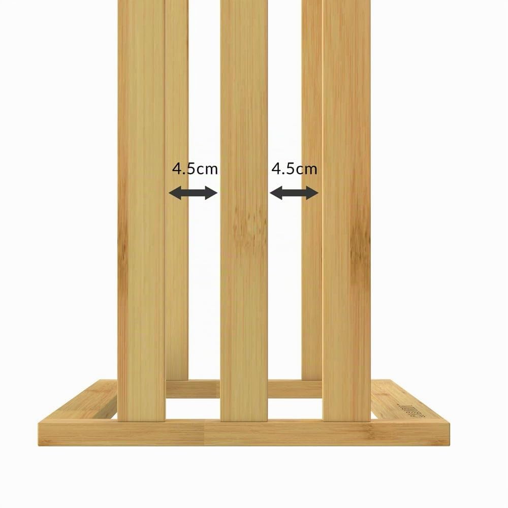 Porte-Serviettes en Bambou sur Pied avec 3 Barres Étagère de Salle de Bain Support pour Serviettes Charge Max 15 kg