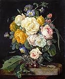 Größe: A3 Das Museum Outlet – Stilleben mit Blumen, Kirschen und eine Uhr – 1655 – Poster Print Online (A3 Poster)