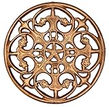 MAI 1Pcs Round Cast Iron Trivet - Round Metal Trivets with Rubber Feet Caps,Rustic Cast Iron Hot Dish Plate Holder, Pan Plate Teapot for Kitchen Dining Table Countertop Cooktop (Copper)