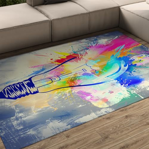 Tapis graffiti 80x150cm lavable style vintage et abstrait pour decoration de salon - 2