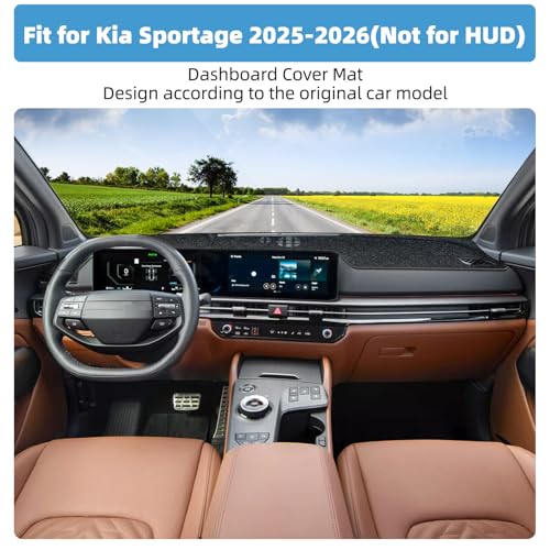 Image of Dash Cover Mat Compatible with Kia Sportage 2025-2026 Non-Slip Dashboard Cover Mat Sunshade UV Rays Protector Interior Accessories(Not for HUD)
