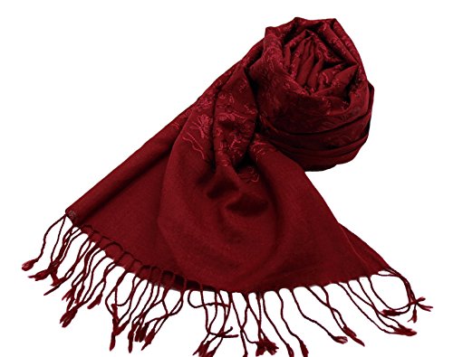 Étole laine unie brodée fleurs SHANKARA N5 pour femme