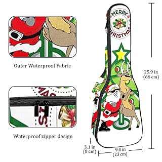 Housse pour ukulélé – Motif Père Noël de Noël – Rembourrage épais en éponge de 10 mm – 53,3 cm – Avec sangles réglables… - Les Beatles, Paul McCartney, John Lennon, RIngo Starr, George Harrison Housse pour ukulélé - Motif Père Noël de Noël - Rembourrage épais en éponge de 10 mm - 53,3 cm - Avec sangles réglables… – Image 4