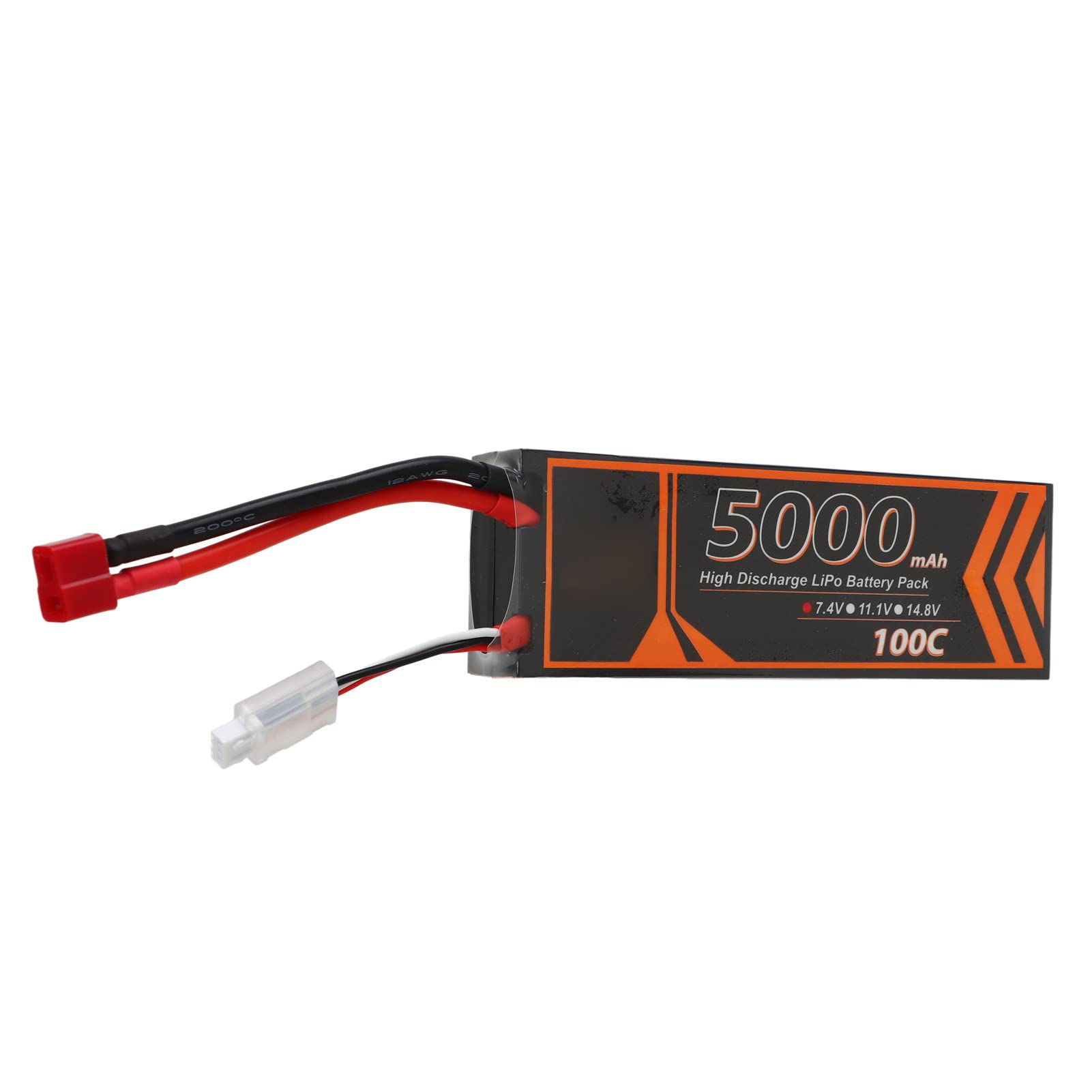 aqxreight Batteria Lipo RC Rigida da 7,4 V 5000 MAh 2S 100C con Spina Rossa a Forma di T per Auto RC Ad Alta velocità Droni Crawler Modelli da Corsa