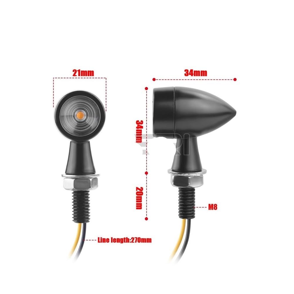 Intermitentes para Motocicleta 4 Unidades Mini Luces LED de Intermitente ámbar Intermitentes luz Intermitente luz LED para Motocicleta.