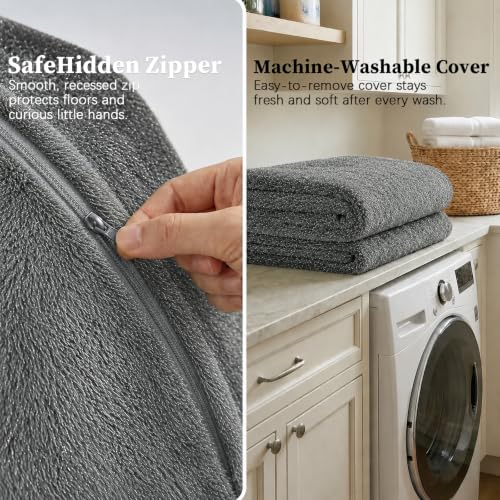 Image of Memory Foam Bean Bag Chair for Adults, 4FT Dark Gray Shining