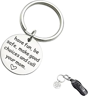 New Driver Keychain for Graduation Have Fun Be Safe Make Good Choices and Call Your Mom Key Ring Motivational Car Present for Long Distance Drivers