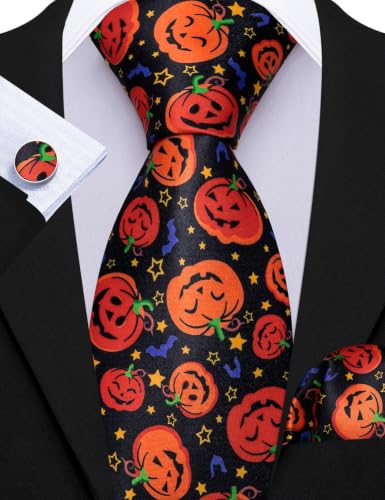 Image of Barry.Wang Men Tie Sets Skull Extra Long Necktie Pocket Square Cufflinks