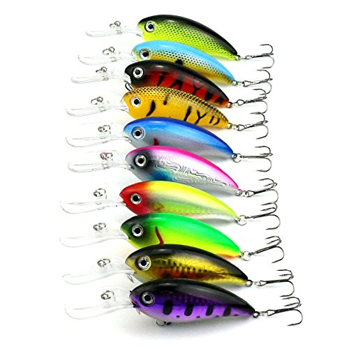 LENPABY Crankbait Wobblers Hard Fishing Tackle 10PCS 14g 10cm Swim Bait Crank Bait Bass Fishing Lures 10 Colors CB031 Pike Perch