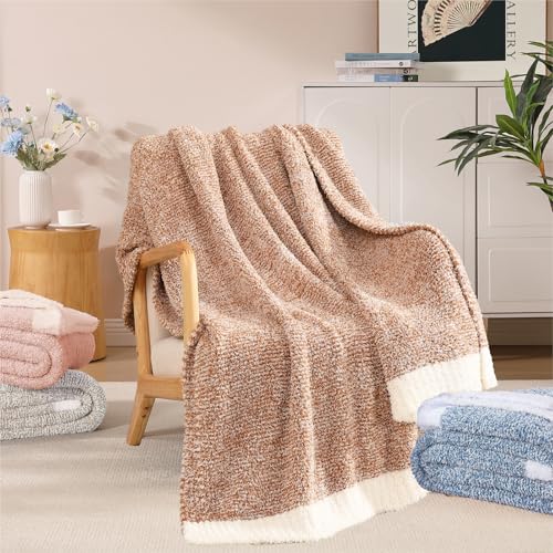 WRENSONGE Throw Blanket Cationic Dyeing Burnt Orange Soft Cozy Fluffy Warm Hand Made Throw Blankets for Couch, Sofa, Chair, Bed, Camping, Picnic, Travel Lightweight Bed Blanket - 50"*60"