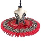 Mädchen Rotes Pfannkuchen Ballettkleid Professionell Ballett Trikot Mit Rock Tütü Kid Swan Lake Ballet Tanzkostüm