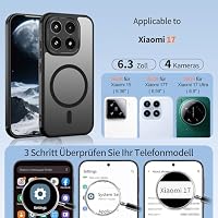 Jshru für Xiaomi 17 Hülle Kompatibel mit Magsafe,mit 2 Stück HD-Schutzfolie,Dünn Magnetisch Handyhülle Militär Stoßfest Schutzhülle Kratzfest Mattierte Case für Xiaomi 17,Schwarz – Ansicht 2