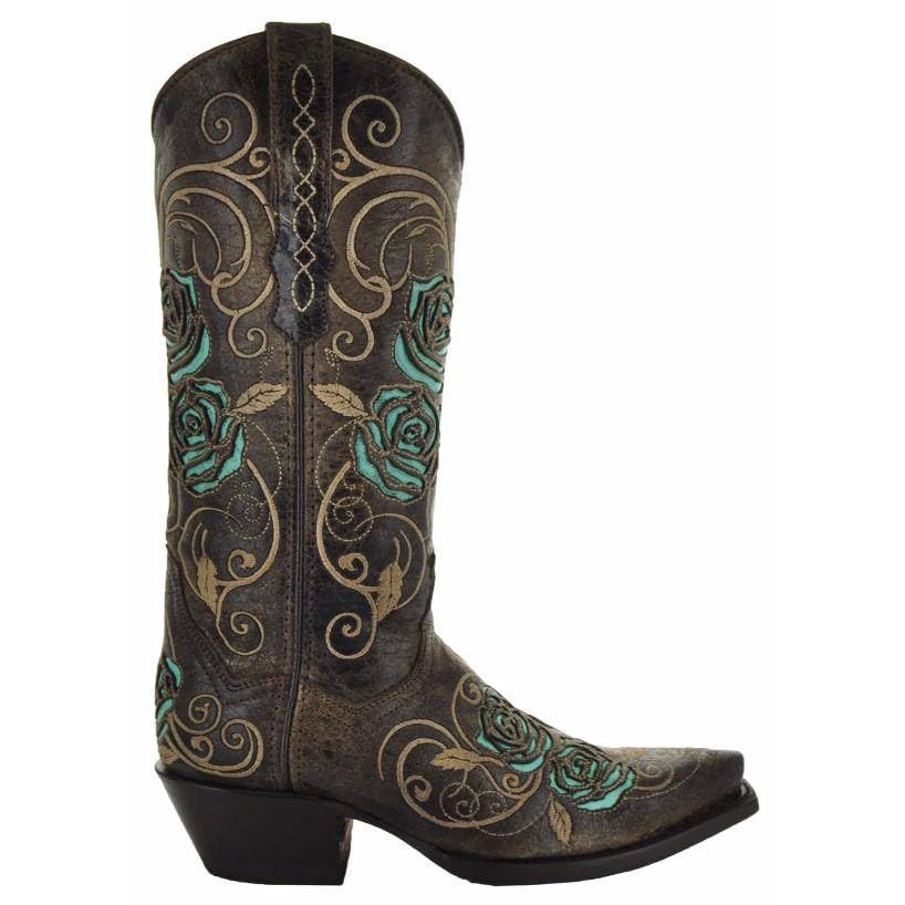 Soto Boots Turquoise Rose Country Cowgirl Boots M500322