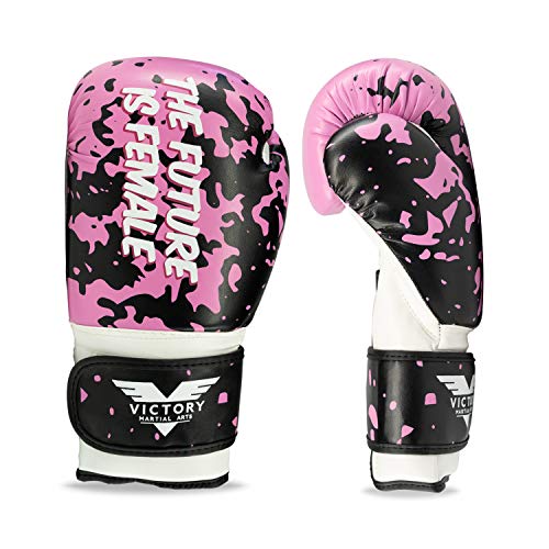 Guantes de boxeo para mujer de 10 oz con diseño motivacional femenino