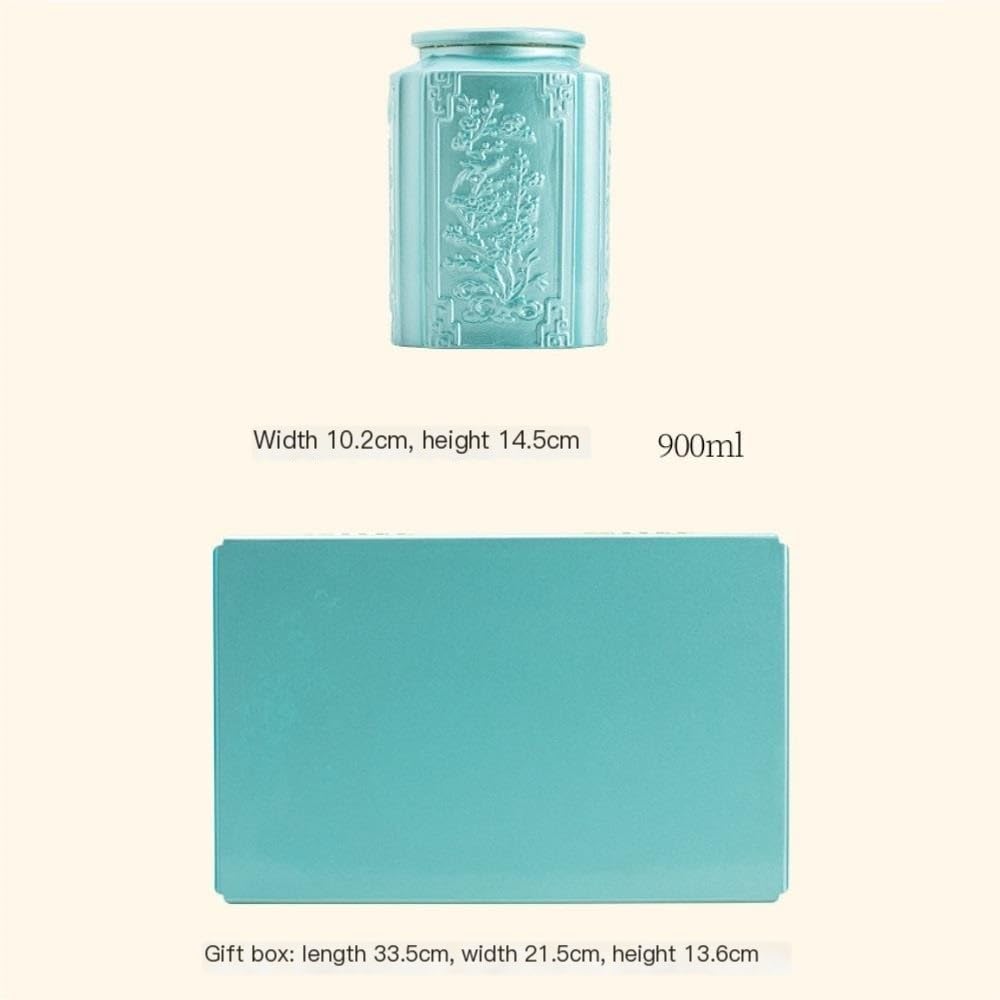 Ceramiczny pojemnik na herbatę z łyżką podwójny słoik pudełko prezentowe zestaw do kuchni herbata kawa cukier organizer zamknięty słoik do przechowywania herbaty sypkiej herbaty