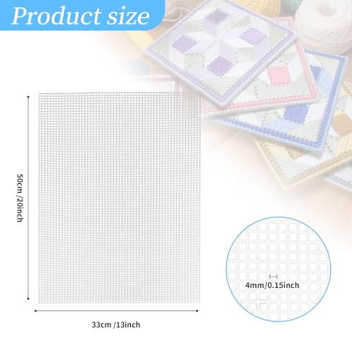 Image of 12 Pack 5 Count Plastic Mesh Canvas Sheets, 20 x 13 Inch Plastic Eye Mesh Sheets for Embroidery Crafting, Acrylic Yarn Crafting, Knit and Crochet Projects