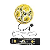 PodiuMax Hands-Free Soccer Kick/Throw Trainer, New Ball Locked Net Design, Adjustable Waist Belt & C