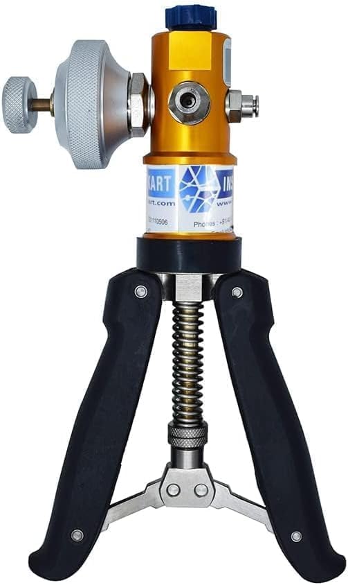 Image of *Ship With in 1-Day* Hand Operated Pressure and Vacuum Calibrator (Range: -0.9 to 30 Bar) with Pressure & Vacuum Gauge (-1 to 25 Bar) for Calibration Labs, Pressure gauge Calibration. Model: AI-2200