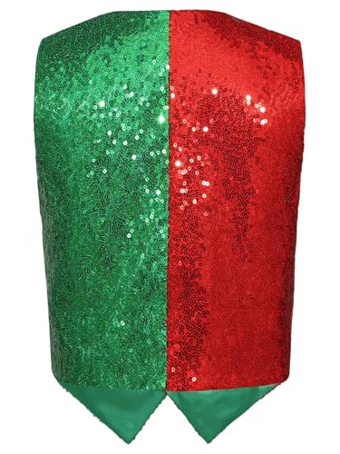 Hedmy Kids Boys Christmas Vest Xmas Holiday Party Waistcoat V Neck Sequins Stage Show Top with Flap Pockets2