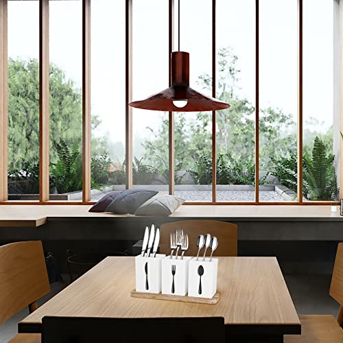 Chonic FARMHOUSE SILVERWARE HOLDER Rustic Wood Silverware Caddy With Tray, Spoon Fork Knives Flatware Dispenser, Utensil Countertop Organizer thumb #3