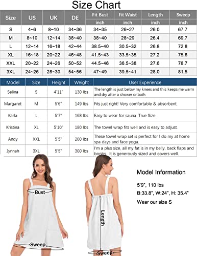 Womens Bath Towel Set Shower Spa Gym Body Wrap With Velcro Closure Robes & Hair Band(Large, Light Blue) #TOP5